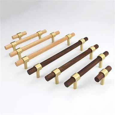 Wood and Brass Cabinet Pulls